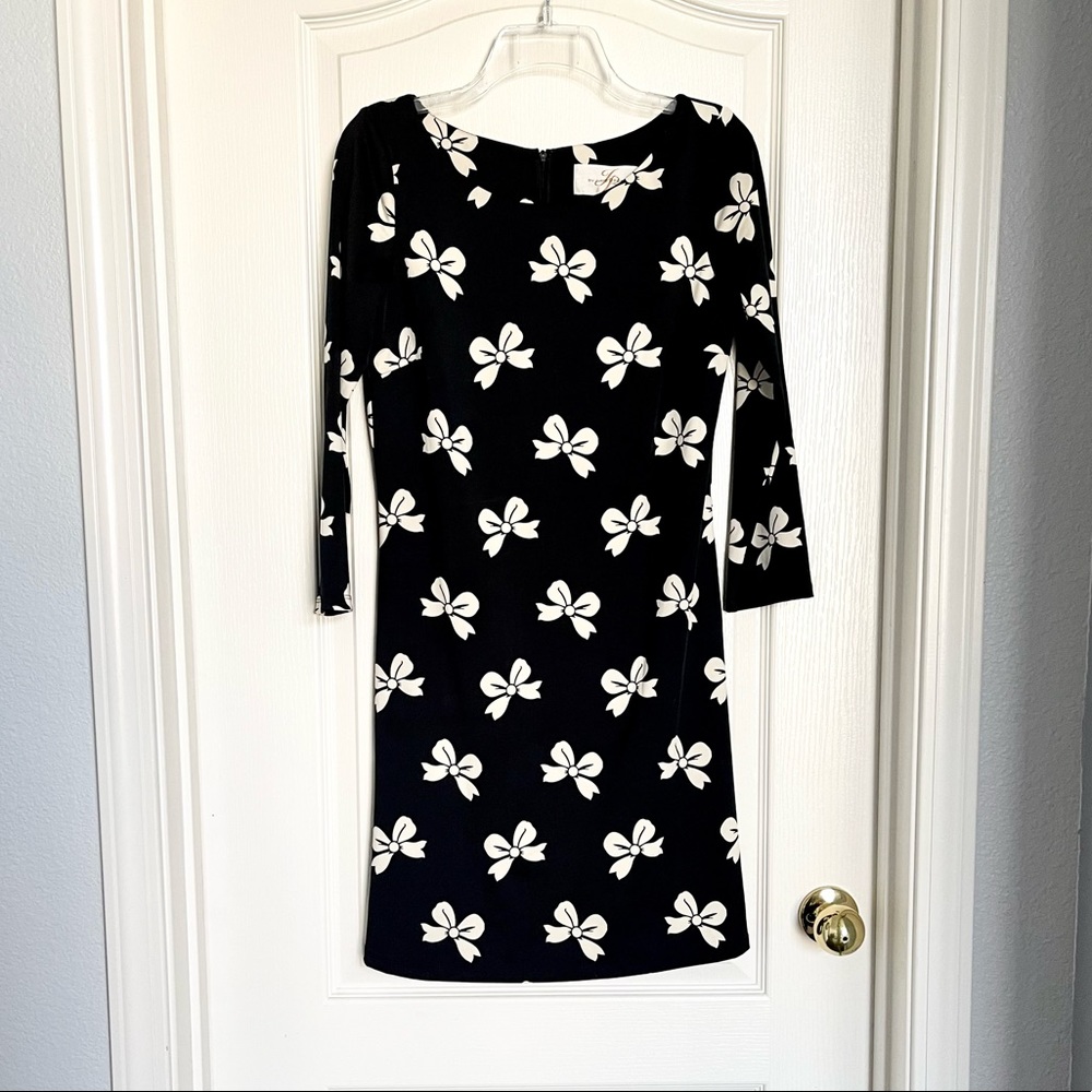 NEW Julie Brown Ivory Bows Black Dress